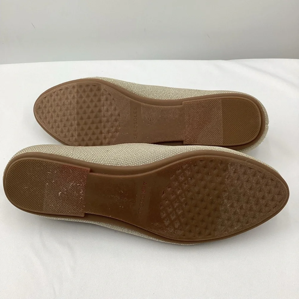 AEROSOLES Beige Knit Mary Jane Flats